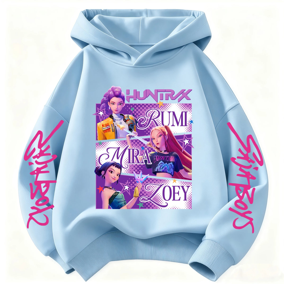 Cartoon Hunter Rumi Derpy Warm and Thick Casual Printed Purple Hoodie