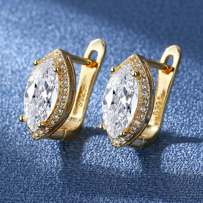 925 Silver Needle Princess Crystal Square Zircon Drop Earrings