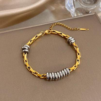 Chubby Hollow Circle Beads Geometric Chain Stainless Steel Bracelets