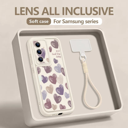 Simple Love Patterned Lanyard Phone Case For Samsung Galaxy Soft Strap Cover