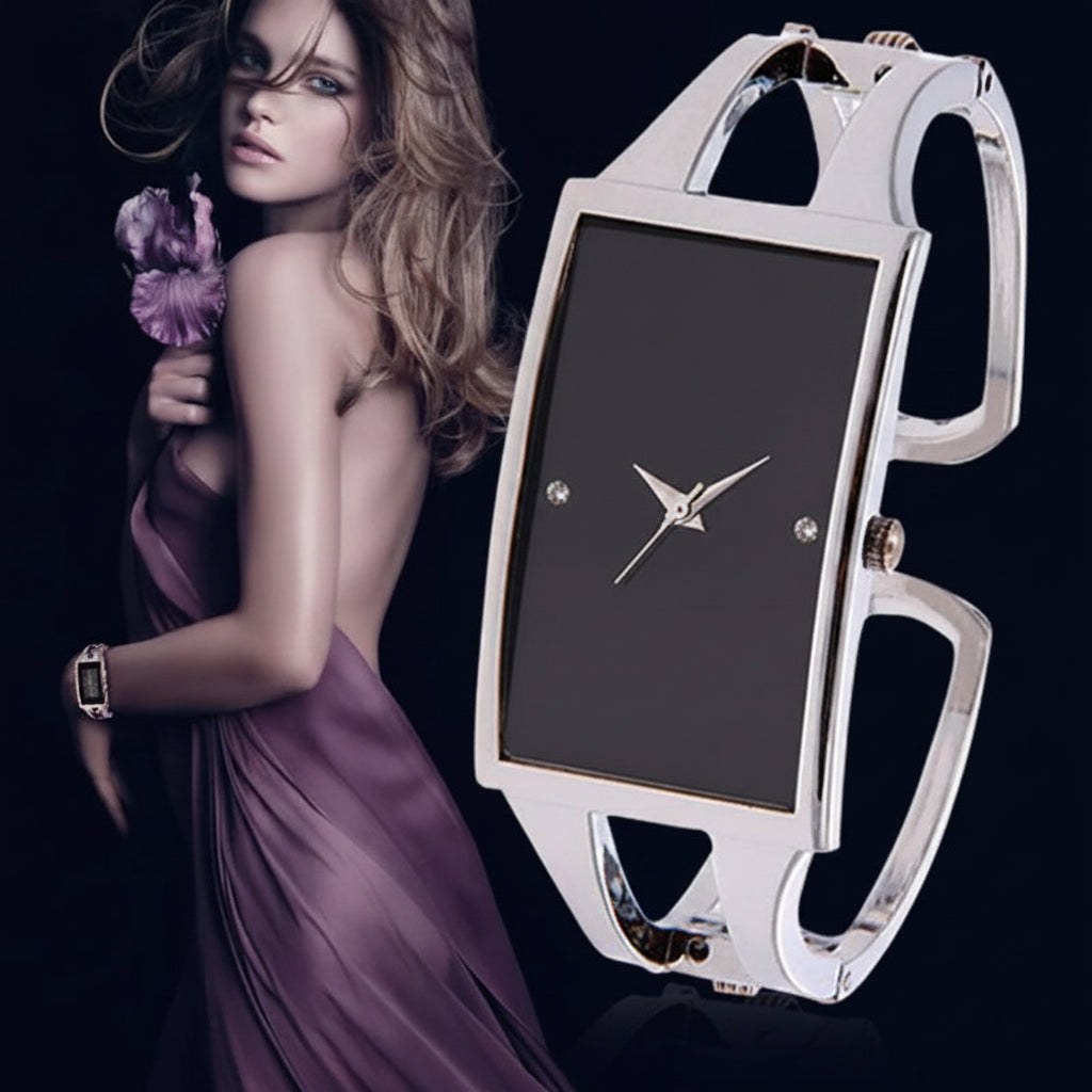 Bracelet Exquisite Quartz Crystal Silver Elegant Stainless Steel Watch
