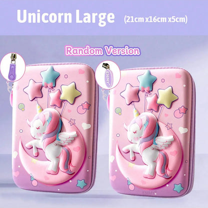 3D Large Capacity Unicorn Pencil Case Kawaii Cute Pen Box Bag