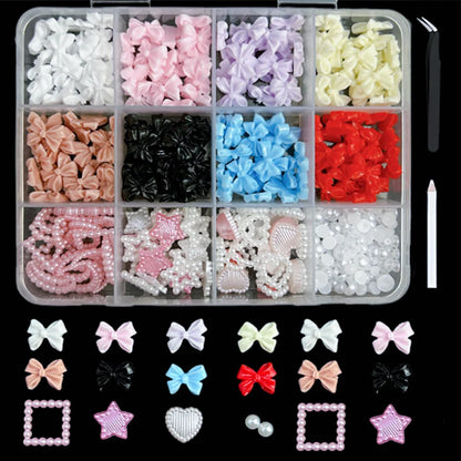 12/15Grids Acrylic Flower Nail Charms Mix Colors Set