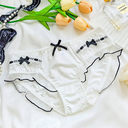 Lolita Cute Lovely Sweety Panties Milk Silk Breathable Elasticity Ruffle Underwear