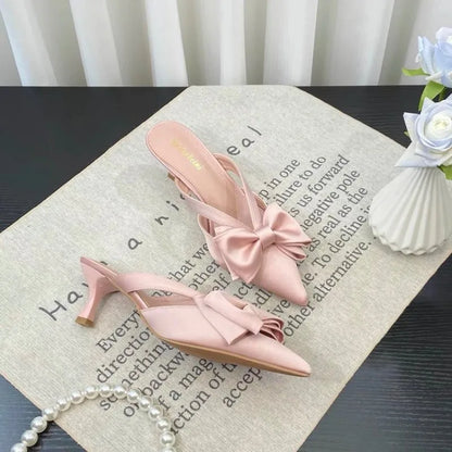 Fairy French Pointed Bow Hollow Slippers