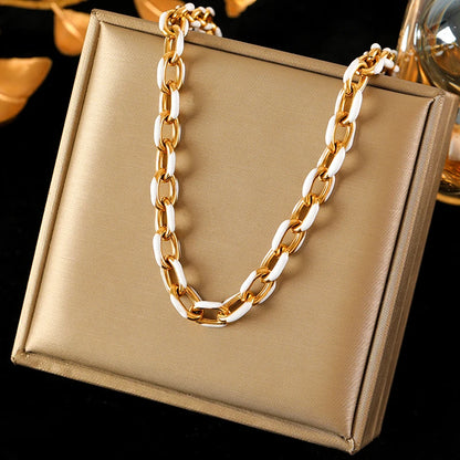 316L Stainless Steel Metal Chain 18K Gold Plated Neck Chain Waterproof Necklace