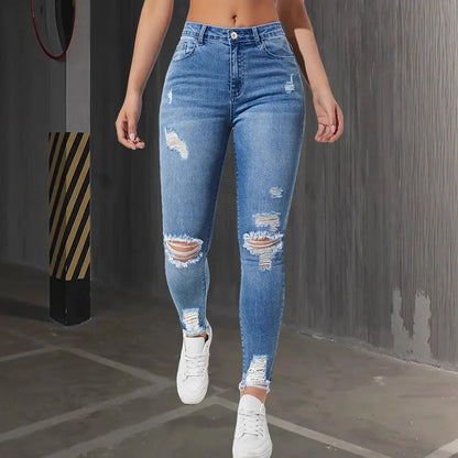 Streetwear Ripped High Waist Vintage Stretch Jeans Pants