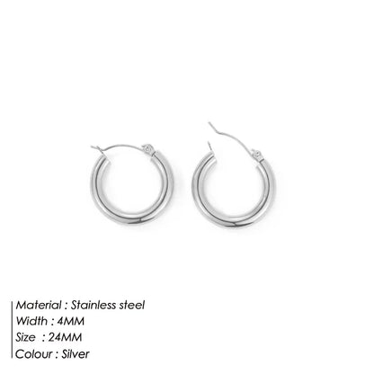 Classic Stainless Steel Ear Buckle Gold Small Large Circle Hoop Earrings
