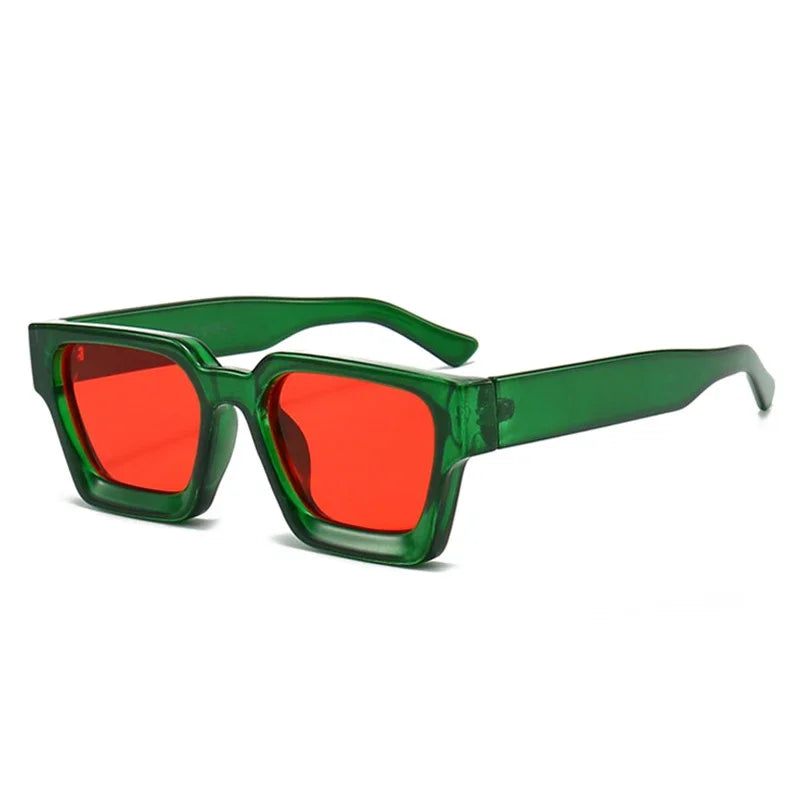 Square Luxury Retro Green Brand Designer Sun Glasses
