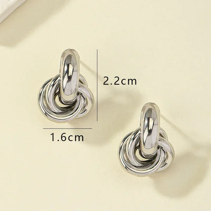Gold SIlver Knot Hoop Twist Stud Earring
