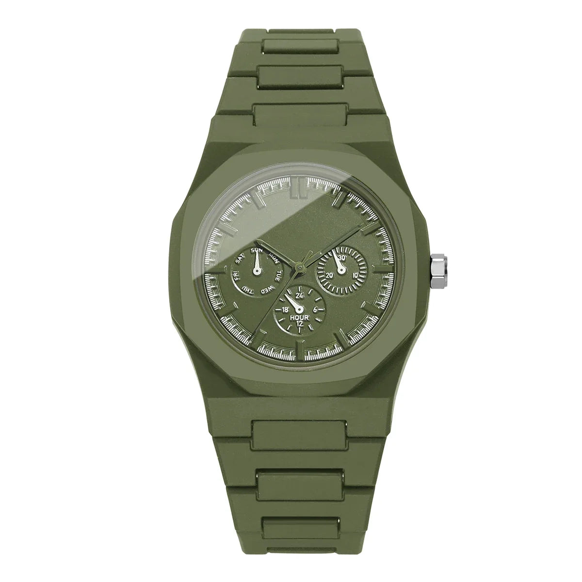 Imitation Three-eyes Dial Quartz Plastic  Band Watch