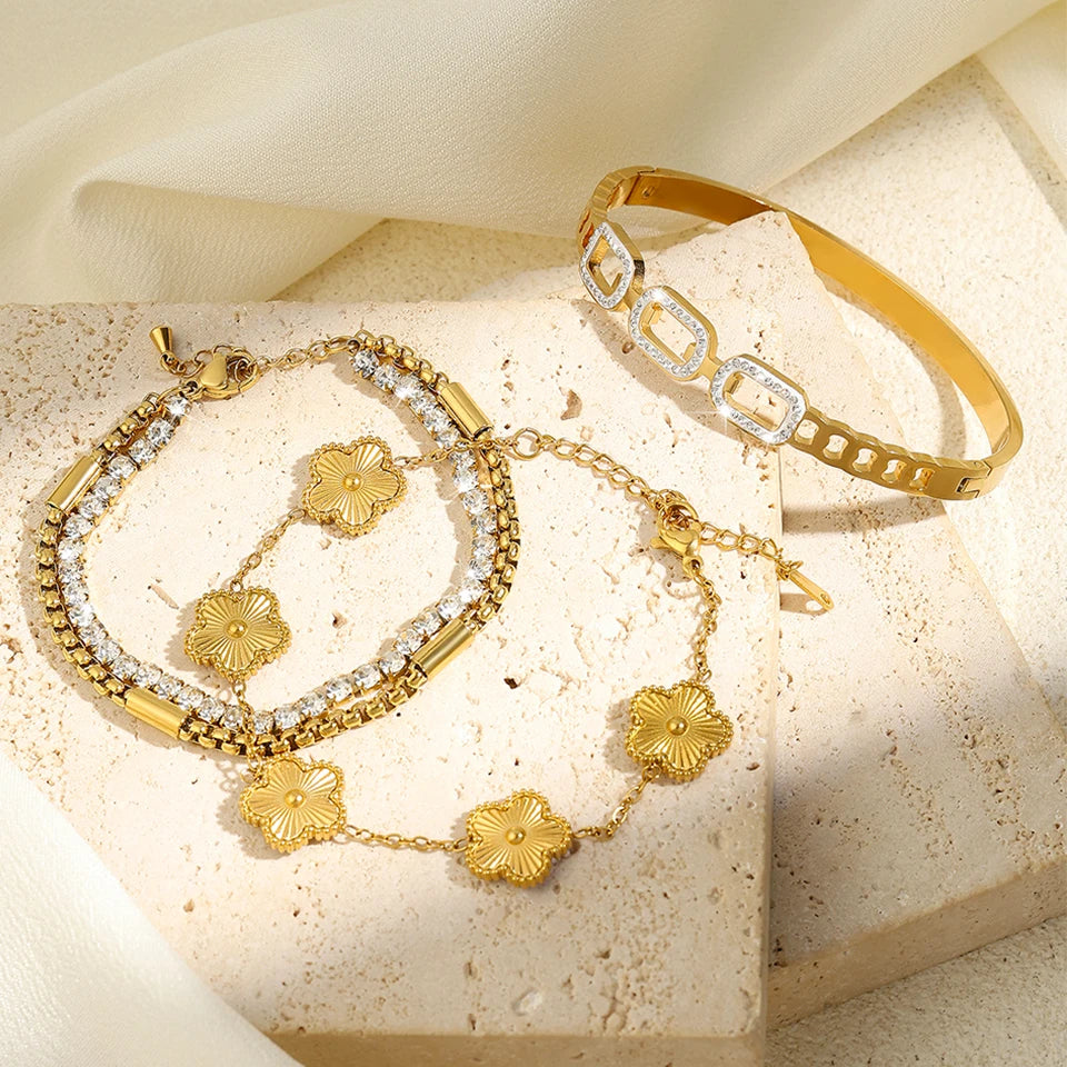 DANA 3Pcs Gold Stainless Steel Bracelet