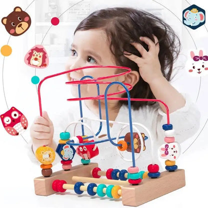 Montessori Wooden Roller Coaster Bead Maze Abacus Math Toys