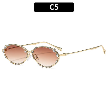 Diamond Luxury oval Rhinestone Sun Glasses