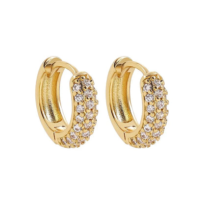 Zircon Circle Geometric U Shape Hoops Earring
