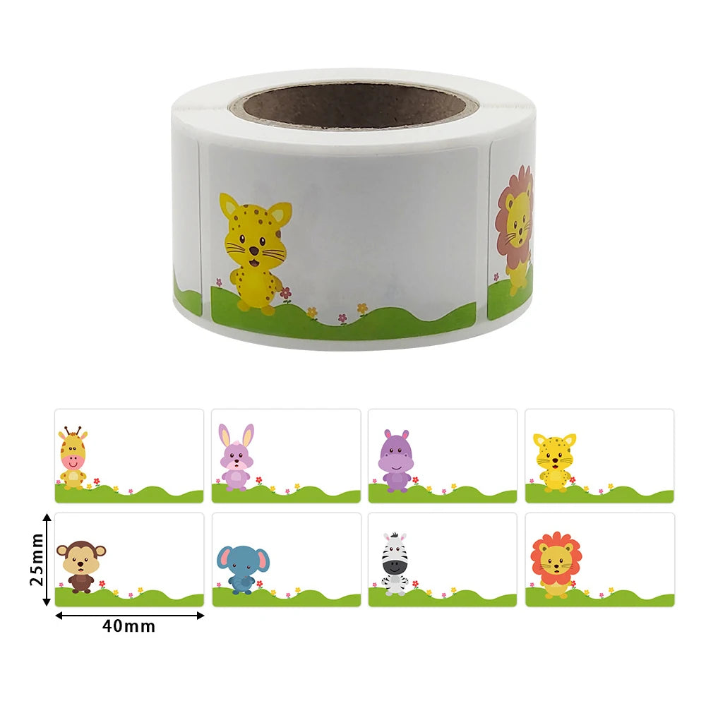 200pcs/roll Cartoon Baby Bottle School Kids Name Tags Stickers