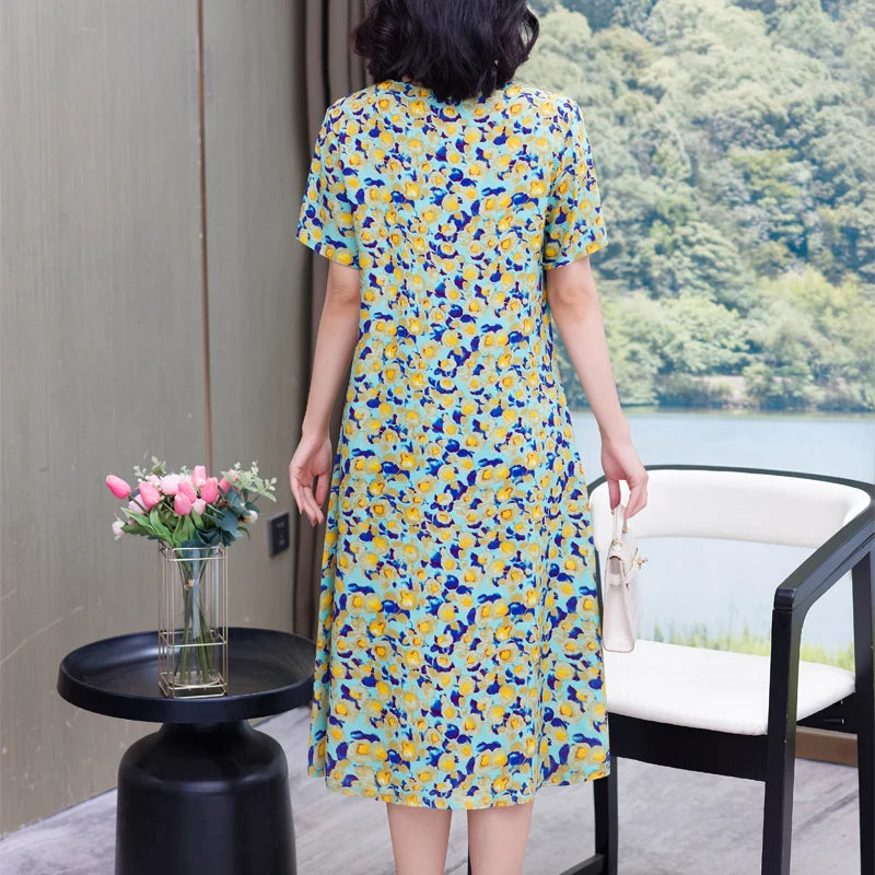 Bata informal de manga corta estilo boho, vestido largo