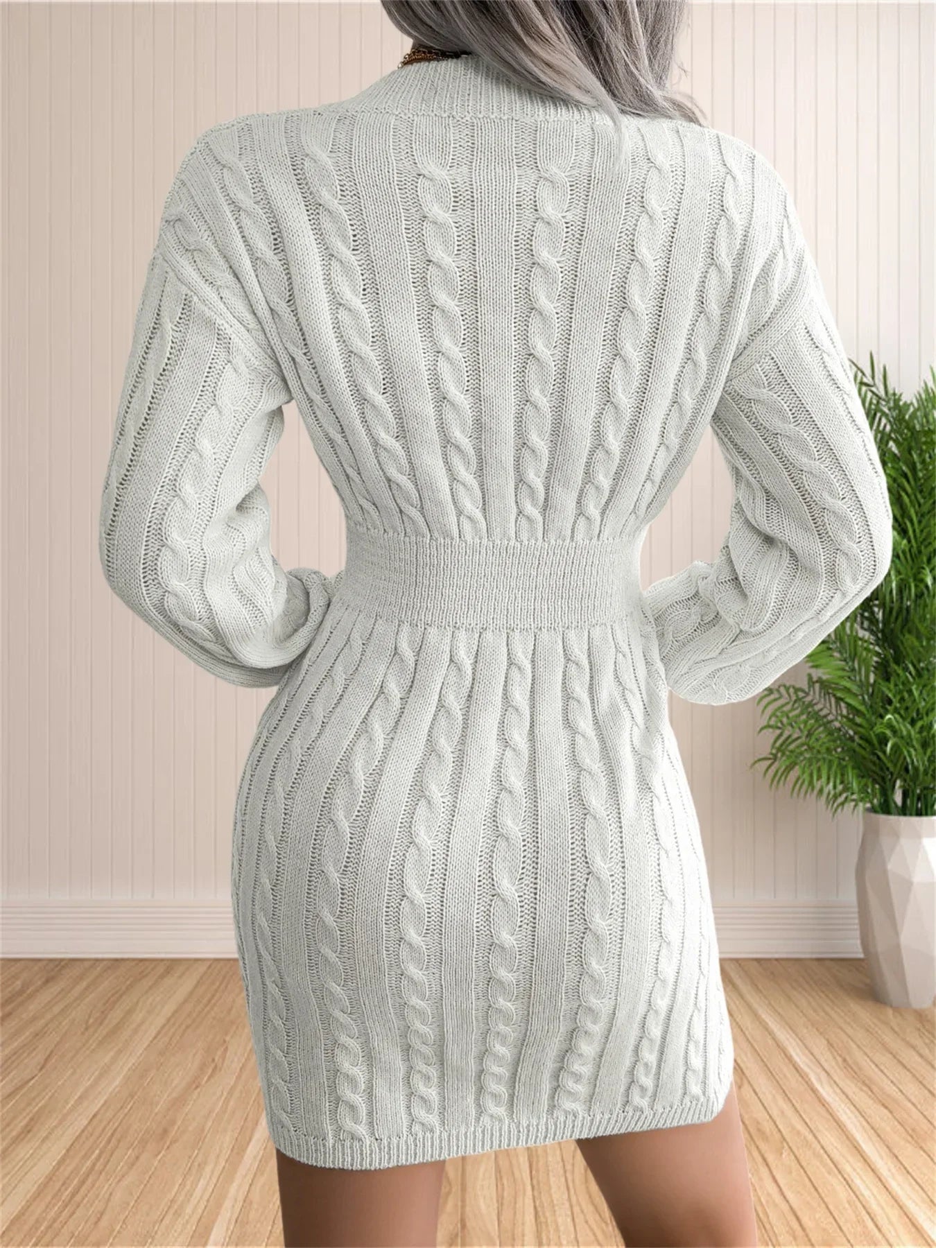 Sweater Cocktail V Neck Knitted Dress