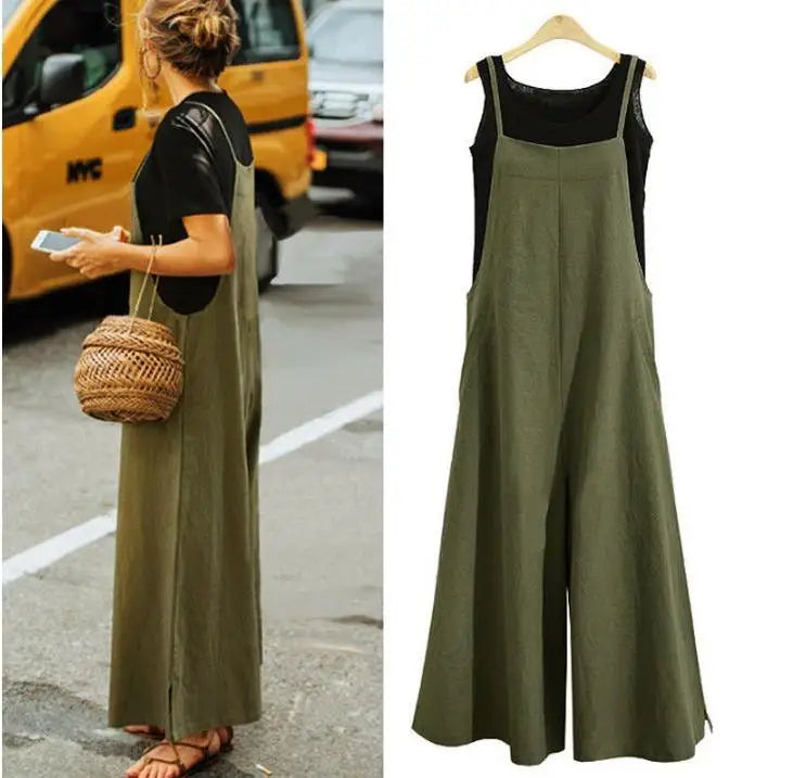 Straps Jumpsuit Summer Wide Leg Pants