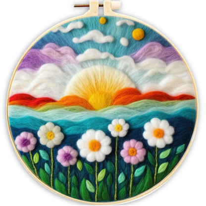 20x20cm Frame DIY Wool Needle Felting Starter Embroidery Kits