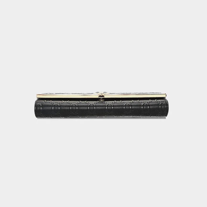 Split Leather Long Wallet Clutch Bag