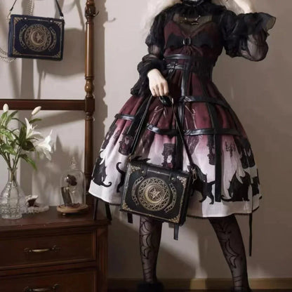 Korean Gothic Square Black Shoulder Bag