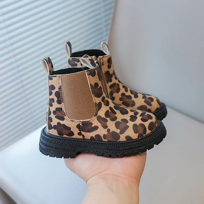 Leopard Classic Little Ankle Side Zipper Unisex Rubber Boots