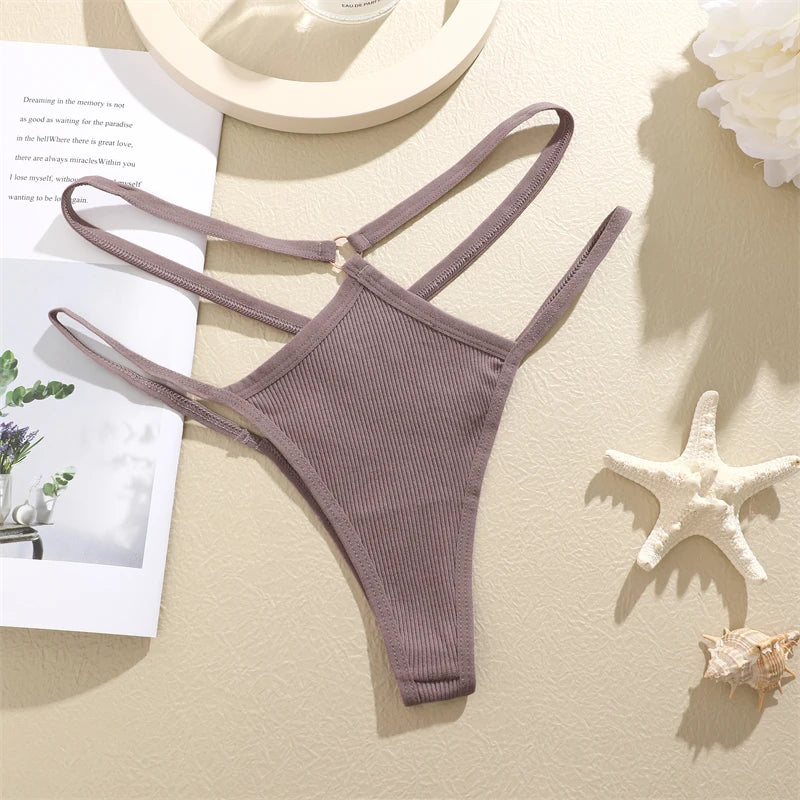 4Pcs Cotton Double Thin Belts Sexy Low Waist Lingerie