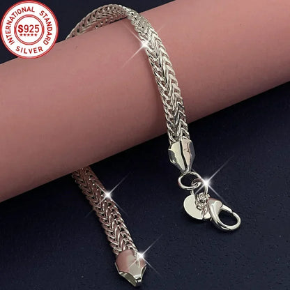 925 Sterling Silvery Flat Snake Chain Bracelet