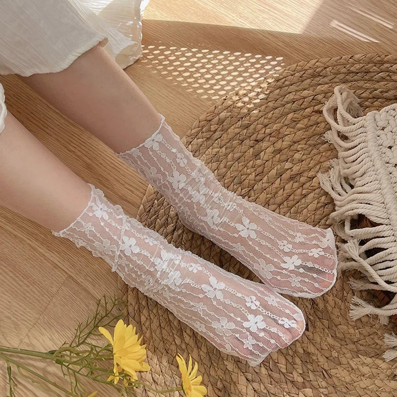 Sexy Lace Flower Ultra-thin Transparent Socks