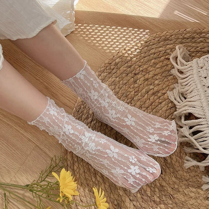 Sexy Lace Flower Ultra-thin Transparent Socks