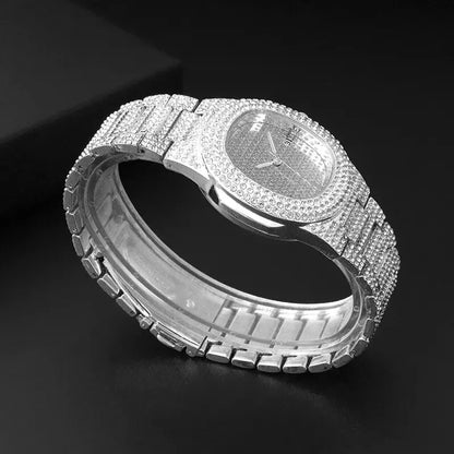 Reloj de cuarzo luminoso de lujo con caja de acero inoxidable