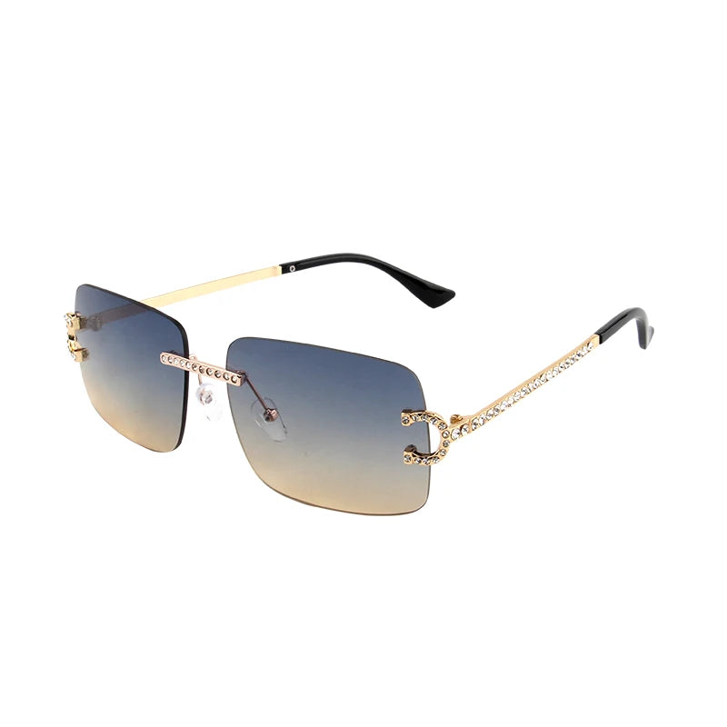 Rimless Square Vintage Diamond Sunglasses