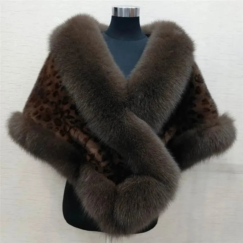 Fur Shawl Autumn Winter Faux Mink Fox Fur Cloak Coats Jacket
