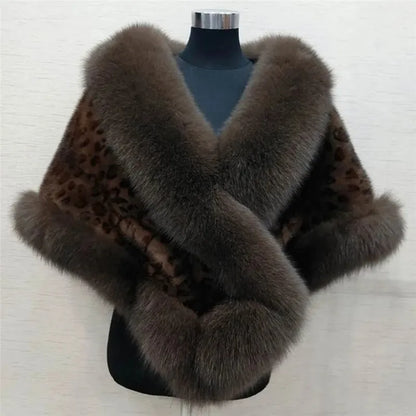 Fur Shawl Autumn Winter Faux Mink Fox Fur Cloak Coats Jacket