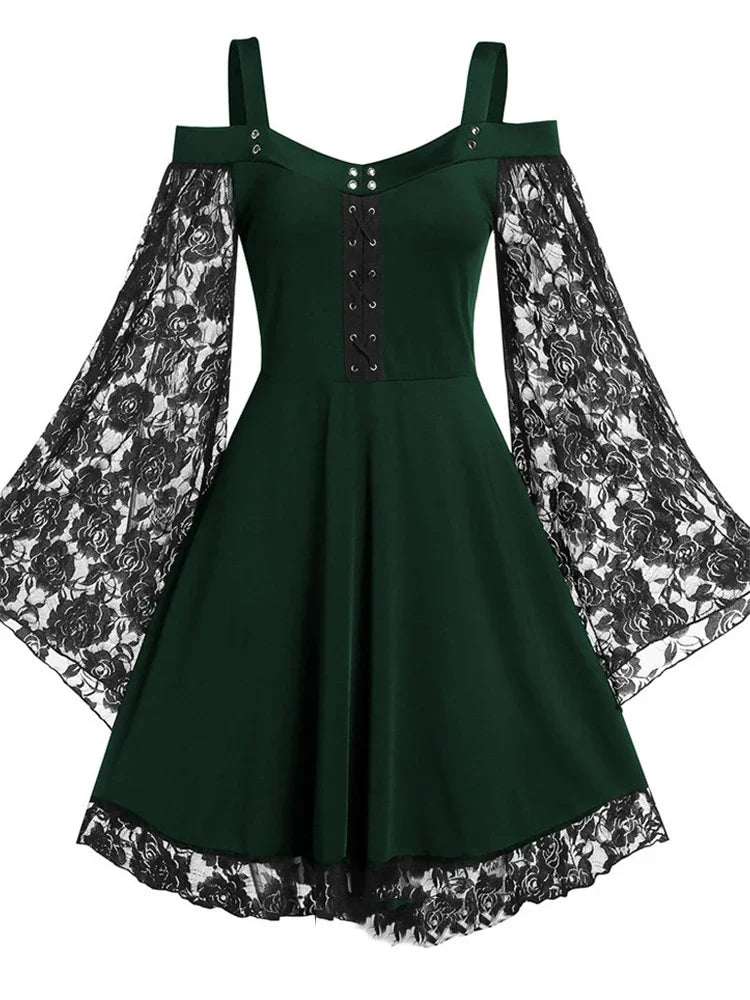 Flared Sleeve Punk Dress