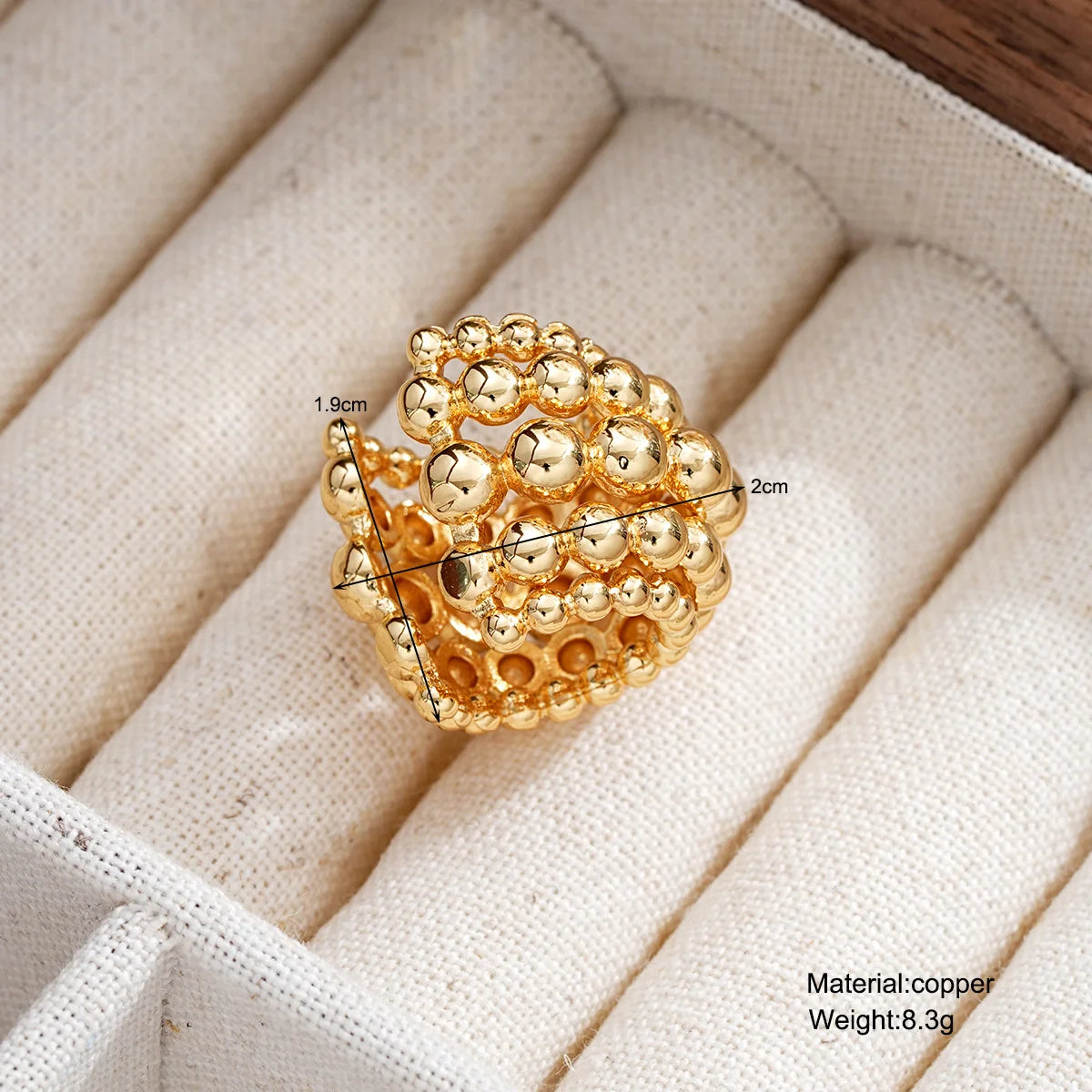 Exaggerated Wide Clip-On Gold Metal Earring