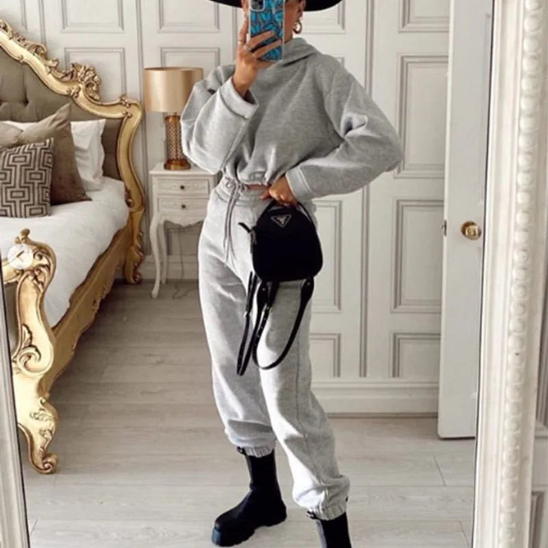 Winter Tracksuit Oversized Hoodie Sweatpants Sportswear Set