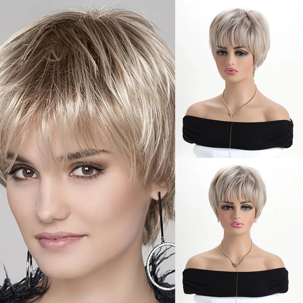 Brown Short curly hair Wig