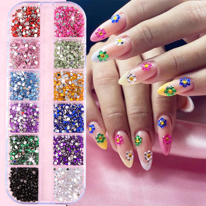 12Grids Mixed Mini Christmas Gems Nail Charms