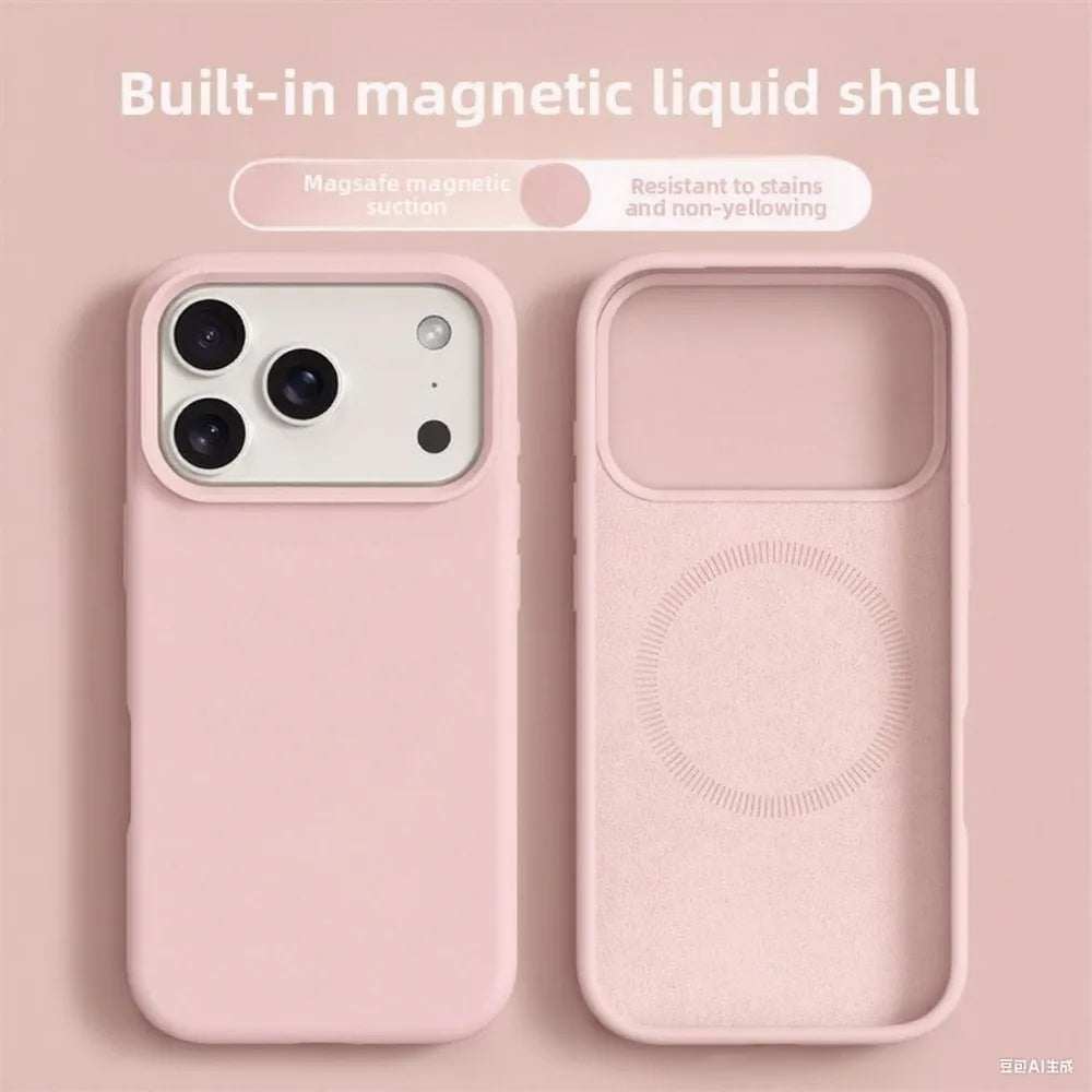 Original Magnetic Phone Case For iPhone 17 16 Pro Max Liquid Silicone Cases