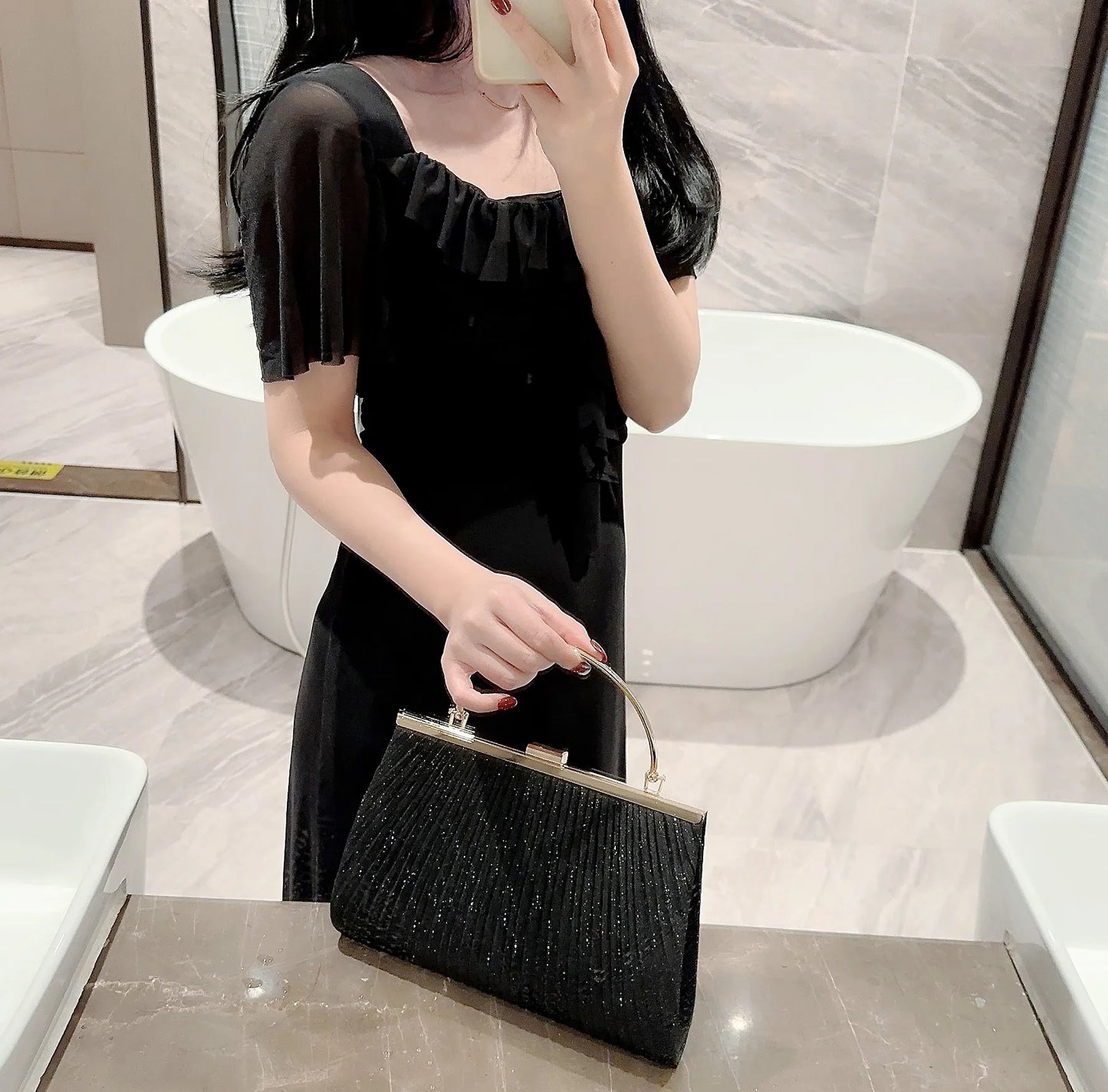 Classic Pleated Evening Bag Handbag