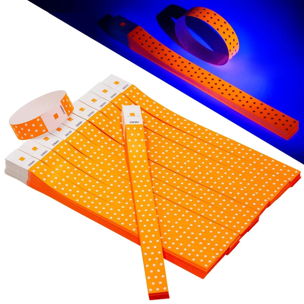 100/500pcs Fluorescent Paper Wristbands