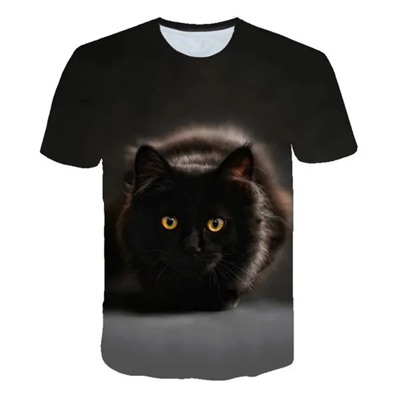 3D Mysterious Cat Short Sleeves  T-Shirt