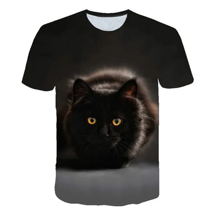 3D Mysterious Cat Short Sleeves  T-Shirt