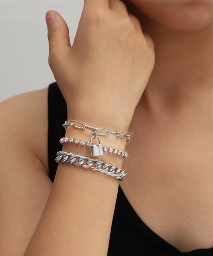 4pcs Punk Curb Cuban Chain Bracelets Set