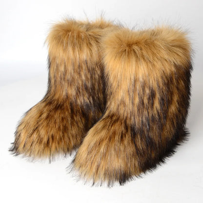 Snow Luxury Furry Faux Fox Fur Boots