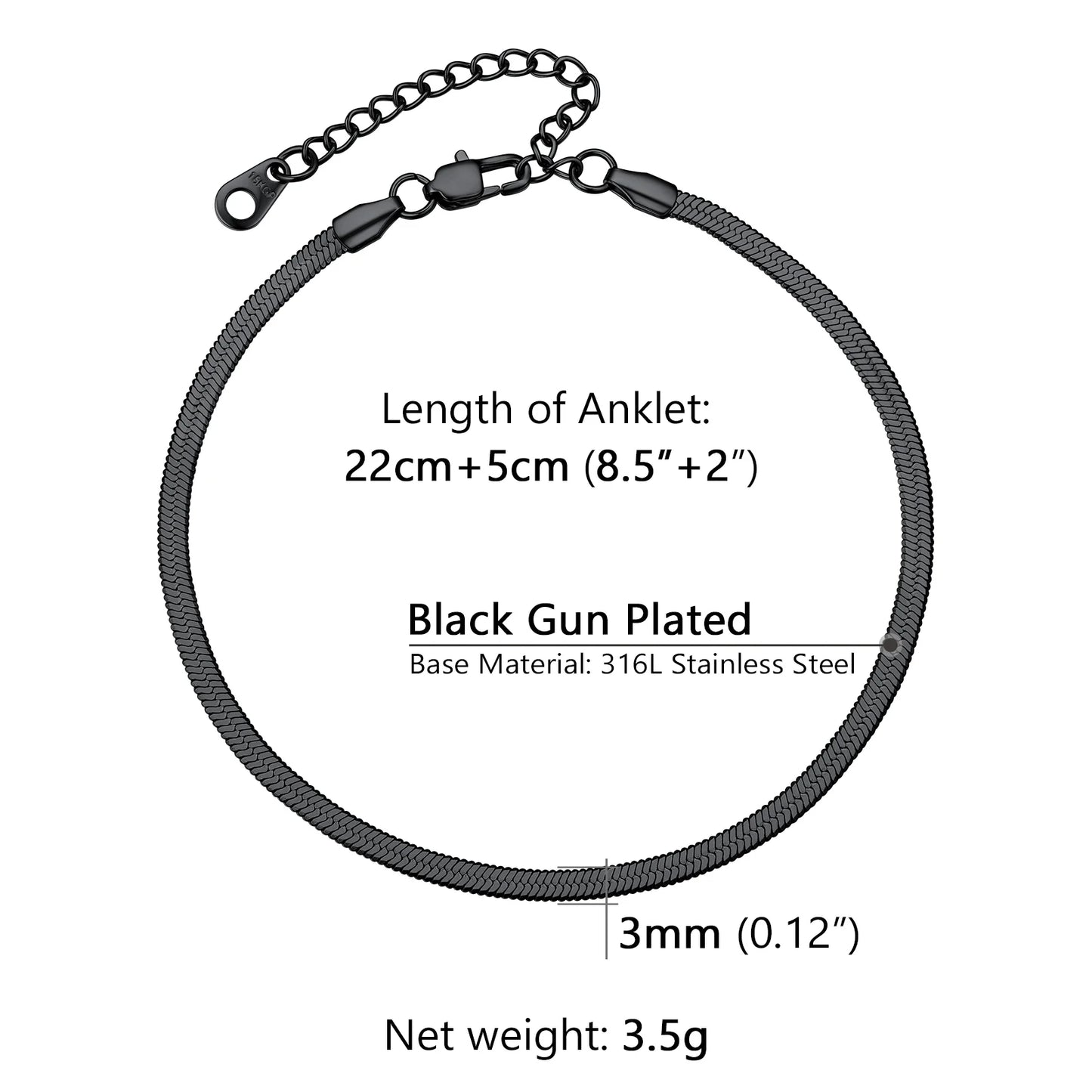 U7 Ankle Cuban Link Snake Figaro Bracelets