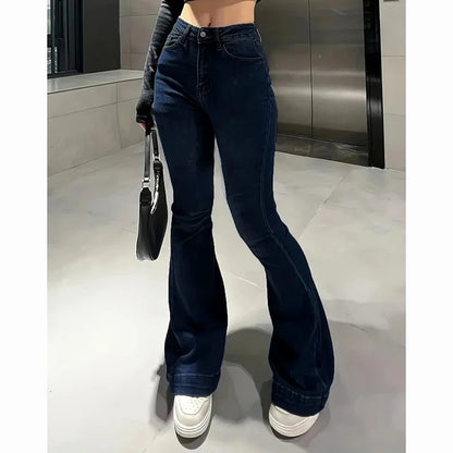 High Waist Flared Jeans Trousers