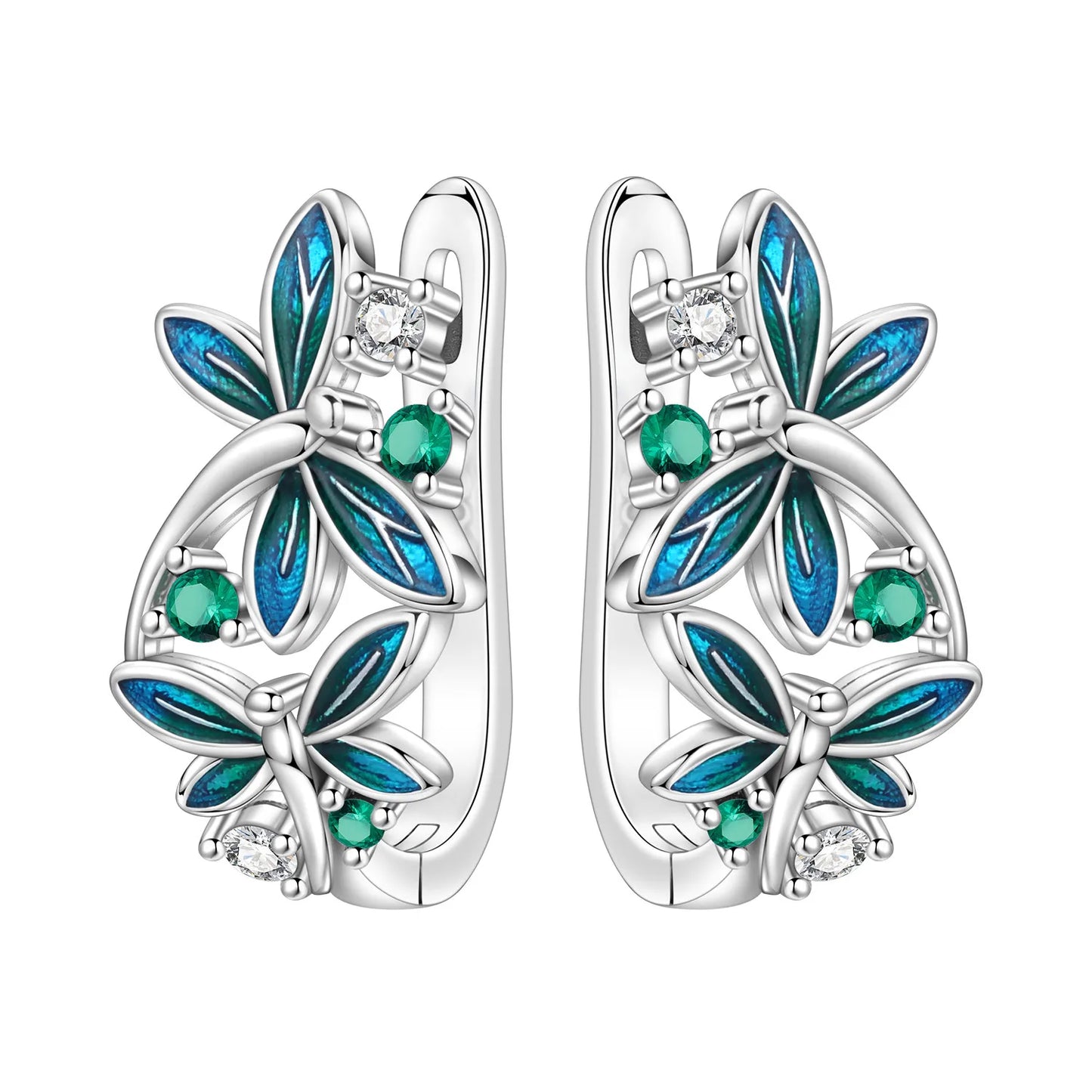 Orstarry Original 925 Sterling Silver Blue Iris Flower Earrings